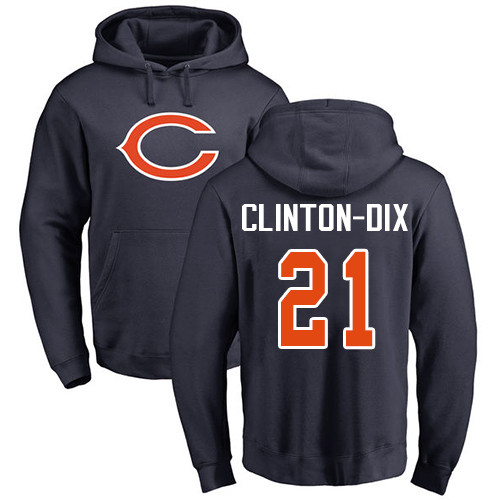 Chicago Bears Men Navy Blue Ha Ha Clinton-Dix Name and Number Logo NFL Football #21 Pullover Hoodie Sweatshirts->nfl t-shirts->Sports Accessory